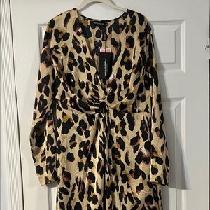 PrettyLittleThing Animal Print Long Sleeve Dress